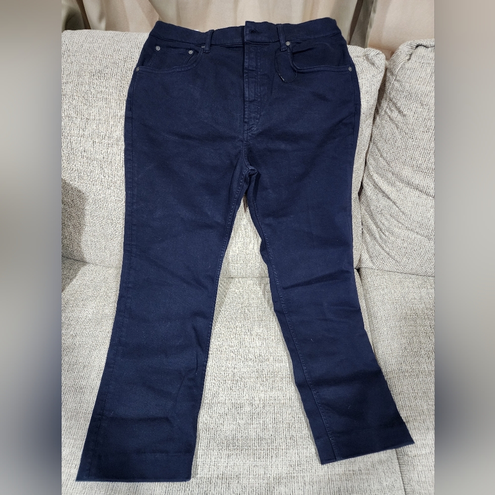 New Zara Navy Blue The Cropped Bootcut 12
